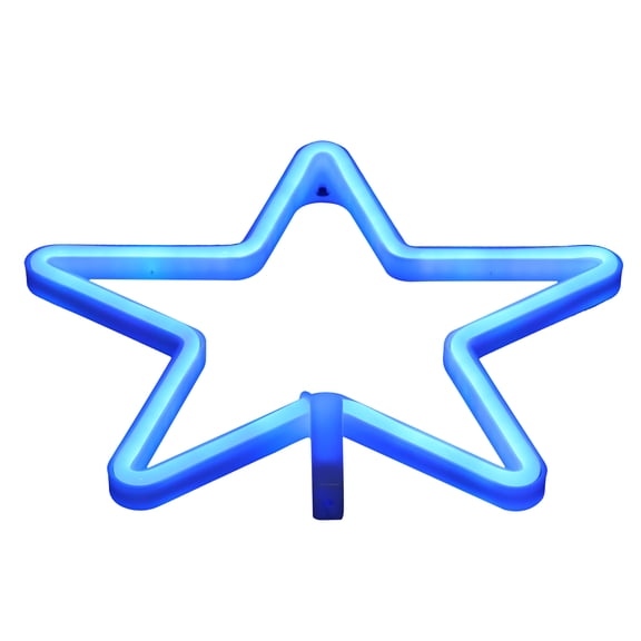MHXCV Blue Star Shape LED Neon Sign Light for Birthday Party Living Room Bedroom Decor Dual USB Battery Powered Night Light Hanging Star Wall Lamp Accessory 10.9 x 11.0 Inches