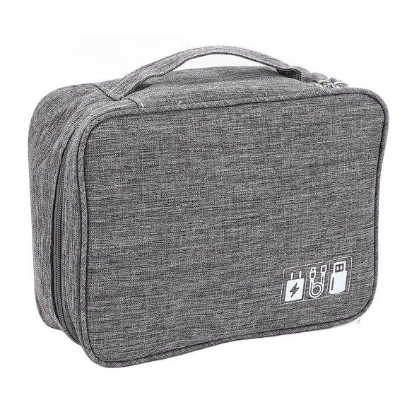 MHXCV Cable Bag Organizer Travel Multiple Pockets Water Resistant Adjustable Divider Universal Electronic Cord Organizer Case, 9.6 inches / 24.5 cm, Gray