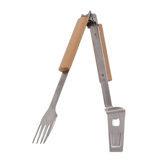 MHXCV Grill Spatula Fork Tongs Durable Stainless Steel Food Tongs Multifunctional Long Handle Buffet Tongs for Camping BBQ 10.9 inches / 27.8 cm