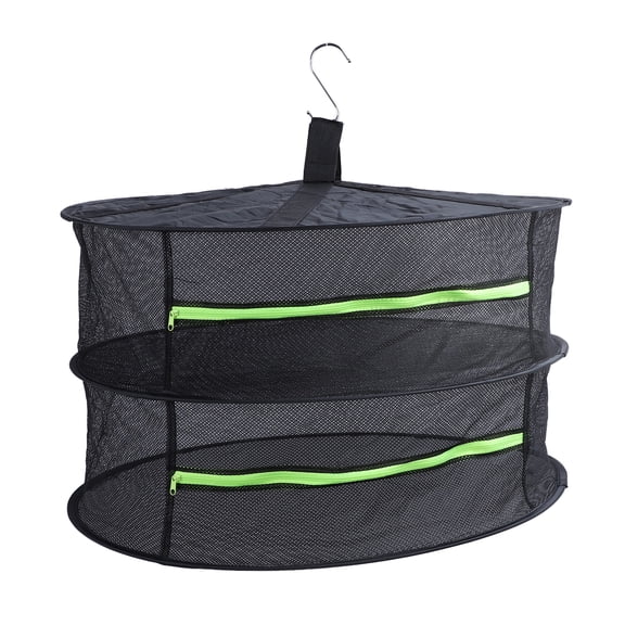 MHXCV Herb Drying Rack with Zipper Opening, 2-Tier Hanging Plant Dryer Mesh Net, 10.24 inches / 26 cm