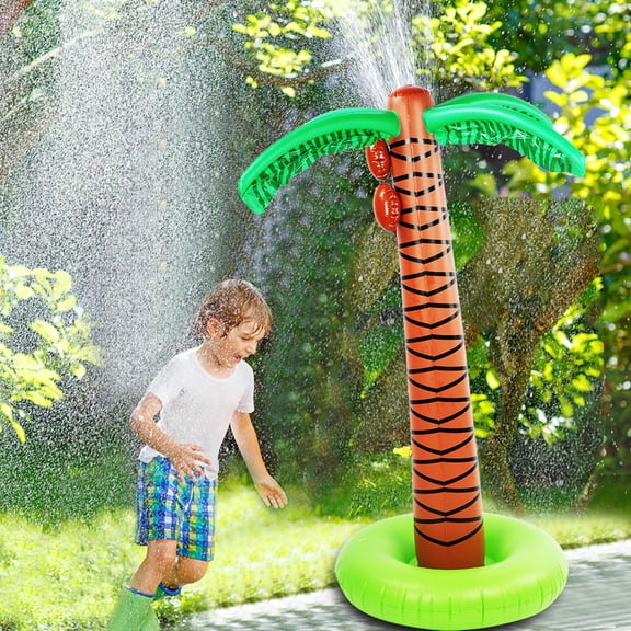 MHXCV Inflatable Palm Tree Kids Spray Water Outdoor Toy Summer Splash Pad for Lawn Garden Pool Party Decoration, Tropical Coconut Tree Sprinkler Mat, 32 inches / 81 cm