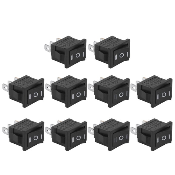 MHXCV KCD1 Mini Rocker Switch 3-Pin 3-Position Square Boat On-Off Toggle Switch for Household Appliances, Black 10pcs Pack (0.6x0.8 inches / 1.6x2.1 cm)