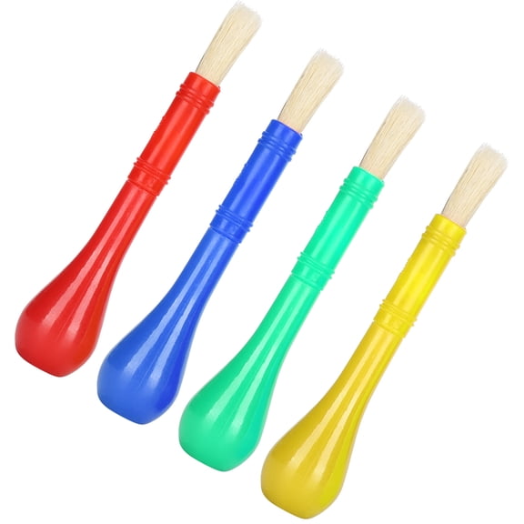 MHXCV Kids Paint Brushes Set 4pcs Assorted Candy Color Plastic Handle Art Painting Tools for Early Learning DIY Oil Watercolor Acrylic Painting Bristle Brush Kit for Children Toddlers (14.8cm/5.8in)
