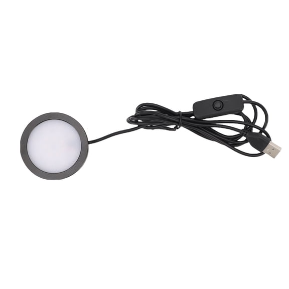 MHXCV LED Round Light Ultra Thin Aluminum Casing Under Counter Lighting Spotlight Night Light with 5ft Cord for Kitchen Cabinet Bedroom Closet, 5V USB Plug in, 10 Inches / 25.4 cm Round