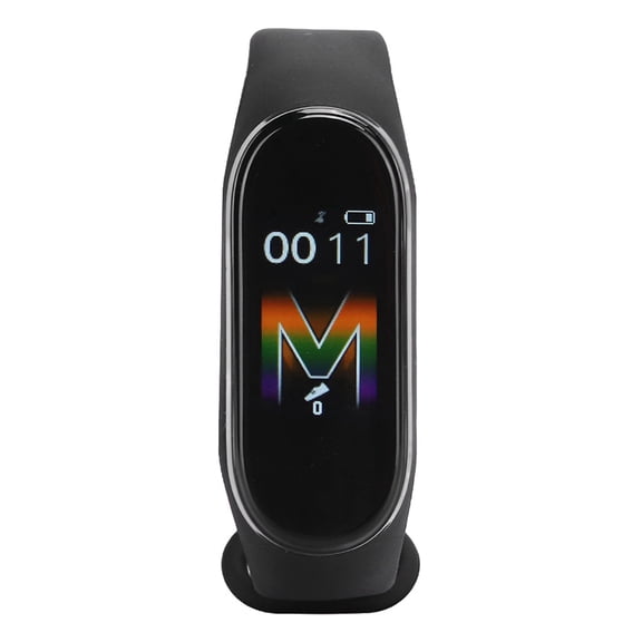 MHXCV M5 Waterproof Smart Tracker Bluetooth Touch Screen Step Counting Activity Fitness Band Wristband with Sleep Monitor and Heart Rate Tracking for Adult Men Women, Black (0.96 inches / 2.44 cm)