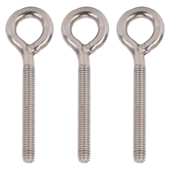 MHXCV M6x73 Lifting Eye Bolts Heavy Duty 304 Stainless Steel Silver Eye Hook Screws Ring Fastener Loop Eyelet Bolts for Wire Rope Cable Marine Rigging Tie Down, 10-Pack (2.9 inches / 7.3 cm Length)