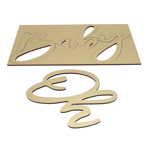 MHXCV Oh Baby Wooden Sign Plaque Gold Cutout Backdrop for Gender Reveal Baby Shower Parties Nursery Wall Decor 15.55x7.76 in / 39.5x19.7 cm