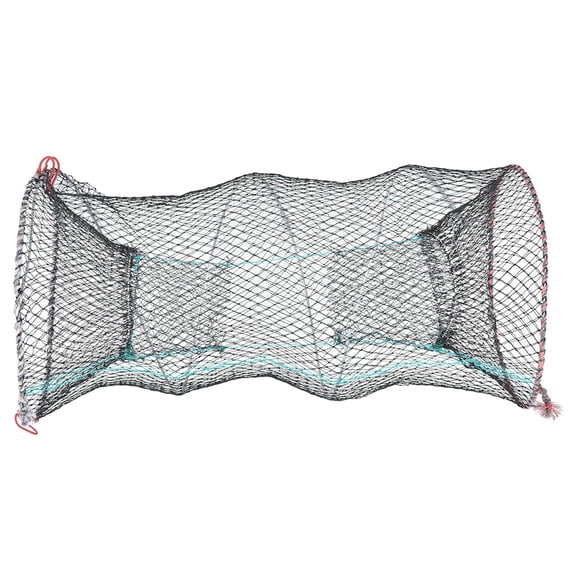 MHXCV Portable Foldable Fishing Net Bait Trap, Round Spring Crab Lobster Shrimp Cage, Two Holes 30x60cm (11.8x23.6 inches) Automatic Catching Equipment for Fresh and Saltwater