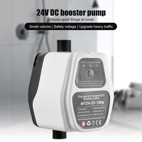 MHXCV Portable Water Pressure Booster Pump 24V, Auto Shower Pressure Booster with Intelligent Sensing, Max 25L/min Flow, 82Ft Lift, Low Noise Multifunctional Water Transfer Pump, Black