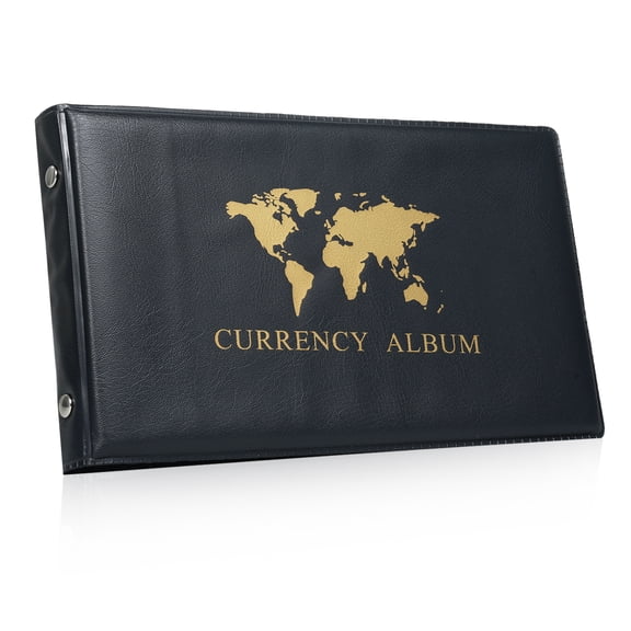 MHXCV Premium Currency Collecting Album for Bill Holders, Deluxe World Money Money Binder and Stamp Album, 40 Pockets Banknote Storage Book, Clear Dollar Bill Sleeves Organizers (8.26 in / 21 cm)