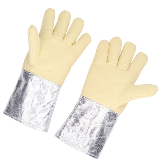 MHXCV Premium Heavy Duty Aluminum Foil Fireproof Work Safety Gloves, High Temperature & Flame Resistant Safety Heat Insulation Hand Protection for Welding & Fire Fighting, 1 Pair / 37 cm