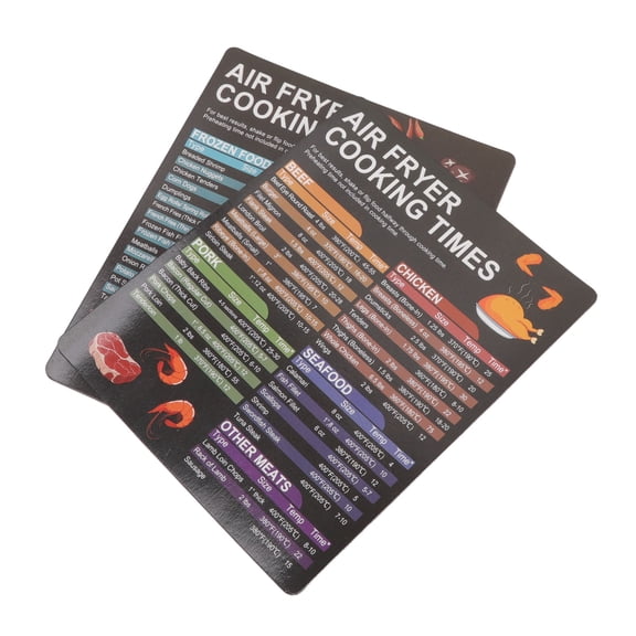 MHXCV Premium Magnetic Cook Sheet & Fryer Cooking Times Chart, Reusable Non-Stick Fryer Magnetic Cheat Sheet Temperature Reference for Household Kitchen (20x16 cm / 7.9x6.3 inches, 2 Pack)