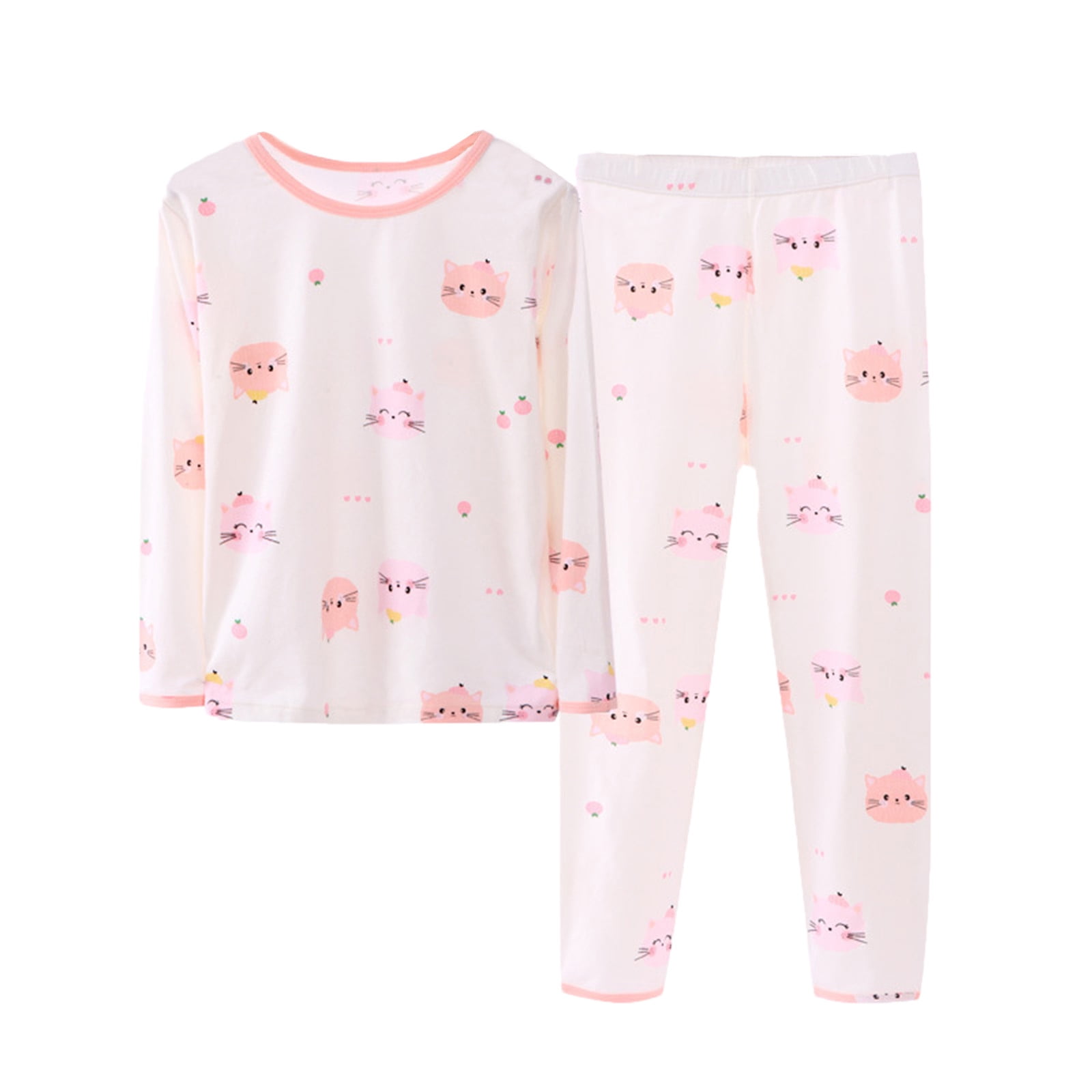 MHZLDYZ 10 Year Old Girl Clothes Toddler Kids Girls Winter Long Sleeve Cartoon Cat Prints Pajamas Tops Pants 2Pcs Outfits Clothes Set Cute Summer Outfits for Girls 10 12 White 170 Walmart