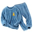 thumbnail image 1 of MHZLDYZ 2 Piece Set Toddler Boys Girls Winter Fleece Pajama Set Warm Fleece Sleepwear Set Long Sleeve Tops+Pants Outfits Fleece Pajamas (Blue,160), 1 of 6