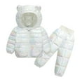 thumbnail image 1 of MHZLDYZ 2 Piece Sets Toddler Baby Snowsuit Girls and Boys Hoodie Jacket Snow Suit Pants Winter Windproof Hooded Warm Outwear Jacket Set (White,110), 1 of 3