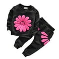 thumbnail image 1 of MHZLDYZ 2Pcs Set Toddler Girl Daisy Print Sweatshirt Fall Clothes Infant Baby Floral Long Sleeve Pullover Tops Stretch Pants Outfits (Black,110), 1 of 6