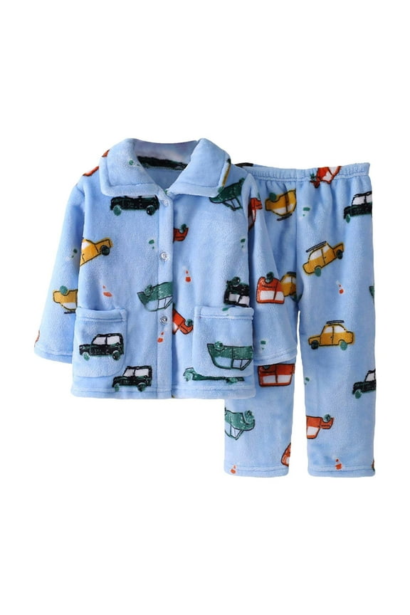 2T Boys Clothes Summer Boy Flannel Suit Coral Velvet Casual 2 Pcs Outfits Set for Boys And Children for 0 To 9 Years(Sky Blue,140)