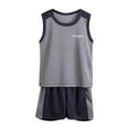 thumbnail image 1 of MHZLDYZ 3T Boys Clothes Toddler Boys Girls Sleeveless Fashion Patchwork Color Breathable Mesh Cool Tops Shorts 2Pcs Sports Outfits Clothes Set 5T Boys Clothes 3T Shirts Boys(Gray,100), 1 of 4