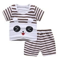 thumbnail image 1 of MHZLDYZ 3T Shorts Boys Toddler Child Baby Boys Girls Short Sleeve Cartoon Tops Shirt+Pants Outfits Set Dinosaur Outfit for Boys 4 Year Old Boy Clothes(Coffee,110), 1 of 5