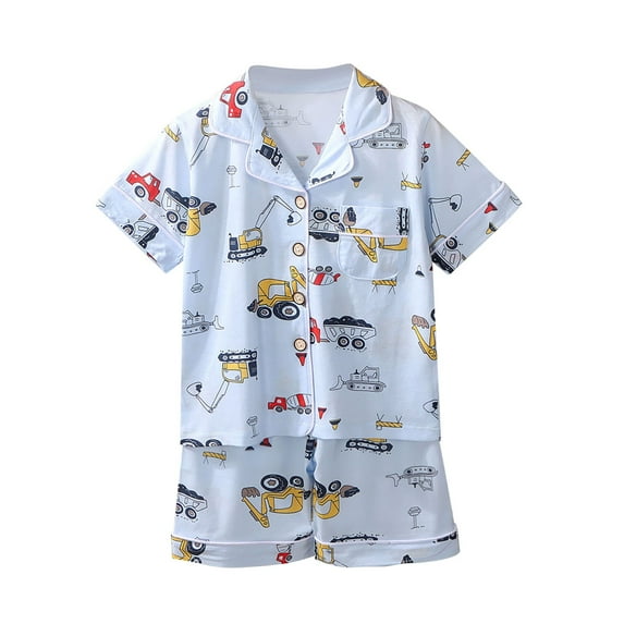 MHZLDYZ 6T Girls Clothes Toddler Boys Girls Printed Air Condition Short Sleeve Suit Pajama Homewear Set Girl Clothes Size 6 Girls Short Sets Girls Summer Outfits Size 10-12(Blue1,90)