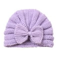 thumbnail image 1 of MHZLDYZ Baby Bonnet Toddler Infant Baby Boys Girls Knitted Cap Beaniess Solid Cotton Bowknot Elastics Turban Hat Baby Girl Bows Baby Bonnet Baby Girl Bows(Purple,One Size), 1 of 3