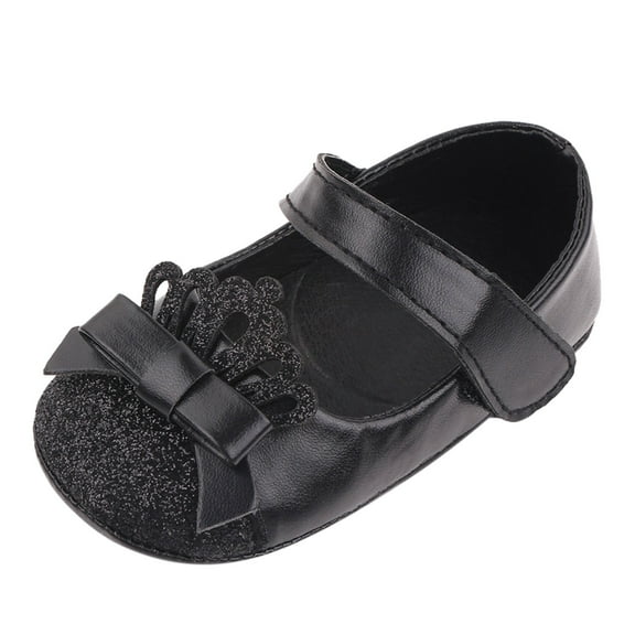 MHZLDYZ Baby Boy Shoes Crown Girls Leather Princess Shoe Toddler Soft Walking Shoe Kids First Baby Shoes Toddler Shoes Girl Kids Shoes Toddler Girl Shoes(Black,12)