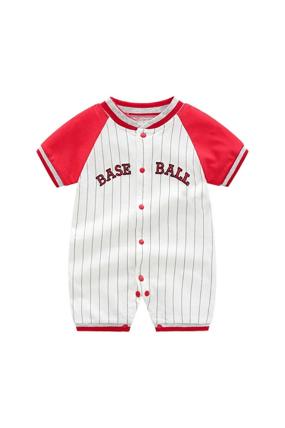 Baby Boy Summer Clothes Baby Onesie Summer Clothes Baby Cotton Crawling Clothes Newborn Baby Children's Clothing Baseball Sports Baby Clothes Baby Onesies 0-3 Months Girls (Red,0-3 Months)