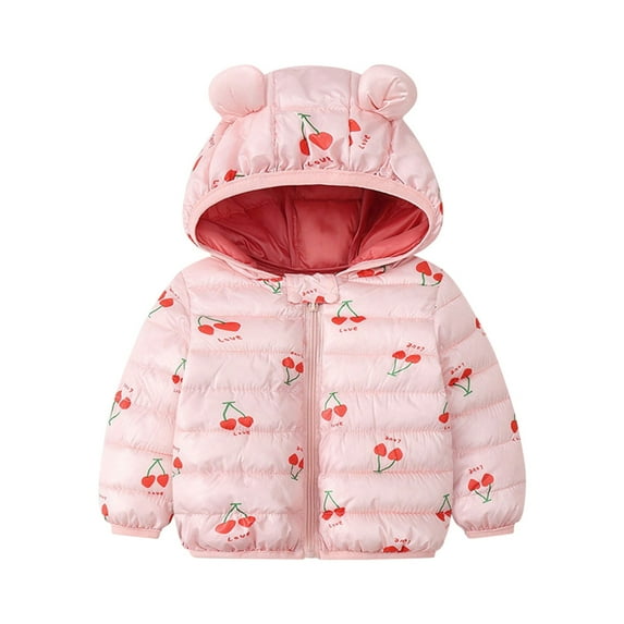 MHZLDYZ Baby Boys Girls Hooded Coat Toddler Kids Baby Girl Boy Bear Ear Puffer Jacket Winter Down Jacket Coat Infant Lightweight Outerwear (Pink,90)