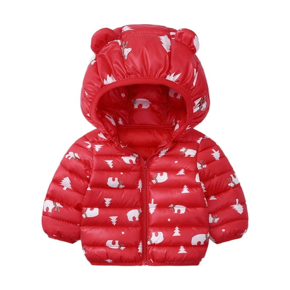 MHZLDYZ Baby Boys Girls Hooded Coat Toddler Kids Baby Girl Boy Bear Ear Puffer Jacket Winter Down Jacket Coat Infant Lightweight Outerwear (Red,120)