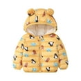 thumbnail image 1 of MHZLDYZ Baby Boys Girls Hooded Coat Toddler Kids Baby Girl Boy Bear Ear Puffer Jacket Winter Down Jacket Coat Infant Lightweight Outerwear (Yellow,110), 1 of 5