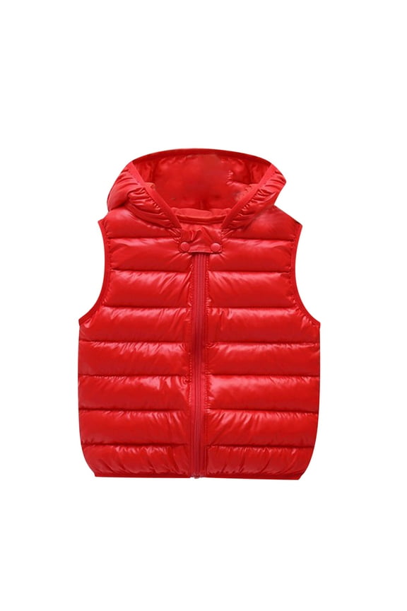 Baby Boys Girls Hooded Puffer Vest Toddler Lightweight Sleeveless Bear Ears Zipper Up Puffer Vest Jacket Children Kids Quilted Vest (Red,100)