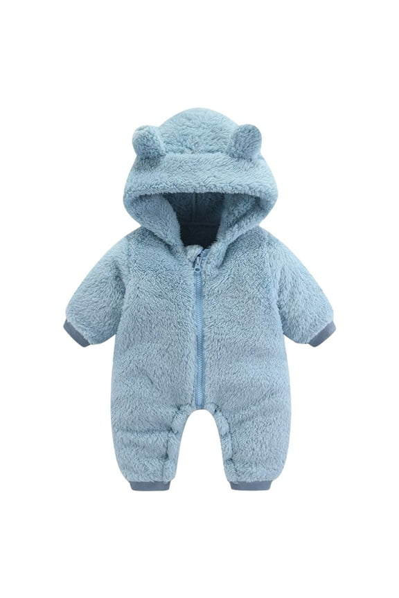 Baby Items Baby Girls Boys Winter Clothes Snowsuit Teddy Bear Onesie Outfit Newborn Fleece Jumpsuit Romper Coat Hooded Suit Newborn Boy Clothes Baby Clothes Unisex (Blue,80)