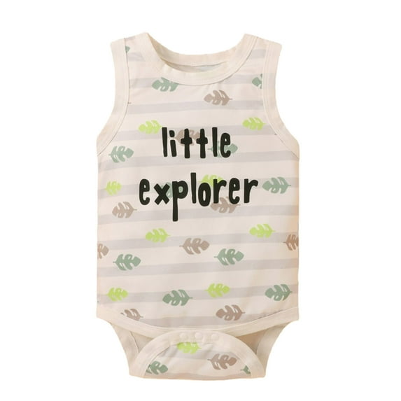 MHZLDYZ Baby Onesies 3-6 Months Newborn Infant Baby Boys Girls Letter Cartoon Sleeveless Romper Clothes Bodysuit Baby Boy Clothes 0-3 Months Baby Boy Onesies Baby Boy Onesies(White,70)