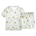 thumbnail image 1 of MHZLDYZ Boys' Clothing Sets Toddler Boys Girls Short Sleeve Clothing Kids Pajamas Sleepwear Cartoon Prints Tops Shorts Outfits Toddler Boy Pajamas Toddler Boy Short Sets(Yellow,S), 1 of 6