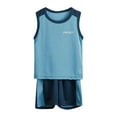 thumbnail image 1 of MHZLDYZ Boys Short Sets Toddler Boys Girls Sleeveless Fashion Patchwork Color Breathable Mesh Cool Tops Shorts 2Pcs Sports Outfits Clothes Set 3T Shorts Boys Boys' Clothing Sets(Light Blue,100), 1 of 5