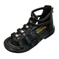 thumbnail image 1 of MHZLDYZ Boys Tennis Shoes Children Sandals Fashion Flat Princess Top Sandals Fashion Roman Sandals Girl Sandals White Sandals for Girls (Black,29), 1 of 5