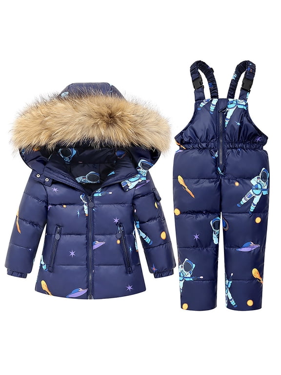 Carters Toddler Girl Children's Down Jacket Set for Boys and Girls Infants 1 6 Years Old Baby Ski Suit(Dark Blue,100)
