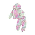 thumbnail image 1 of MHZLDYZ Clearance Girls Clothing Toddler Girl Hoodie Long Sleeve Tie Dye Printed Top and Pants Set for 0 To 6 Years Girls Short Sets Size 7-8 (Pink,100), 1 of 4