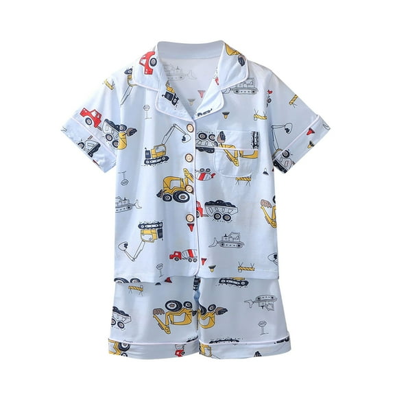 MHZLDYZ Girl Clothes Size 10-12 Toddler Boys Girls Printed Air Condition Short Sleeve Suit Pajama Homewear Set Girls Summer Shirts Size 8 Girls Clothes Hawaiian Outfit for Girls(Blue1,120)