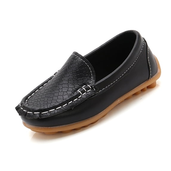 MHZLDYZ Girl Shoes Toddler Little Kid Boys Girls Soft Slip On Loafers Dress Flat Shoes Boat Shoes Casual Shoes Girl Sandals (Black,26)