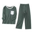 thumbnail image 1 of MHZLDYZ Girls Clothes Size 7 Spring/Summer New Polychrome Children's Casual Home Furnishing Long Sleeve Pocket Top+Solid Color Pants Two Piece Set Kids Clothes Girls (Green,100), 1 of 6