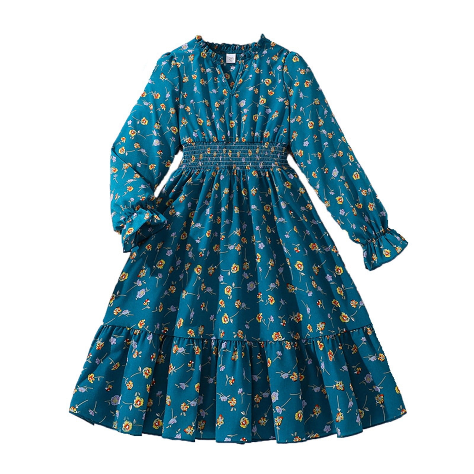 MHZLDYZ Girls Dresses Children's Clothes 7 12 Years Old Spring Summer And Autumn Children's Clothes New Long Sleeved Dress Summer Dress Girls Summer Dress for Kids (Blue,160)