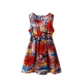 thumbnail image 1 of MHZLDYZ Girls Dresses Girls Toddler Kids Crew Neck Summer Sleeveless Sundress Casual Beach Floral Prints Party Dress Spring Dresses for Girls Girls' Casual Dresses(Red,140), 1 of 3