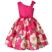 MHZLDYZ Girls Outfits Size 7/8 Floral Baby Girl Princess Bridesmaid Pageant Gown Birthday Party Wedding Dress Summer Clothes for Girls 10-12 Size 6 Girls Clothes Girls Outfits Size 6(Hot Pink,5)