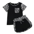 thumbnail image 1 of MHZLDYZ Girls Short Sets Size 10-12 Toddler Girls Short Sleeve Cartoon Fashion Prints Tops T Shirt Shorts 2Pcs Sets Outfits Girls Rompers Size 7-8 Cute Summer Outfits for Girls 10-12 (Black,90), 1 of 6