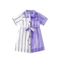 thumbnail image 1 of MHZLDYZ Girls Short Sleeve Dress Kids Girls' Dress Color Block Short Sleeve Casual Cute Daily Cotton Shirt Dress Summer Dress Girls Dresses Summer Clothes for Girls(Purple,130), 1 of 4