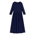 thumbnail image 1 of MHZLDYZ Girls Short Sleeve Dress Toddler Girl Long Sleeve Scoop Neck Soild Loose Casual Daily Wear Long Maxi Princess Dress Dress for Girls Girl Dresses(Navy Blue,140), 1 of 5