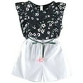 thumbnail image 1 of MHZLDYZ Girls Summer Clothes Size 10 12 Summer New Girls Fashion Chiffon Suit Floral Polka Dot Suit Flying Sleeve Chiffon White Pants Suit Girls Short Sets Size 10-12 Girl Clothes Size 6 (I,100), 1 of 5