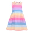 thumbnail image 1 of MHZLDYZ Girls Summer Dress Summer New Colorful Stripe Sleeveless Strap Round Neck Girls' Soft Comfortable Fashion Casual Dress Dresses for Girls 10-12 (Hot Pink,100), 1 of 6