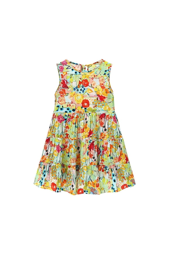 Girls Summer Dresses Summer Children's Dress Rayon Silk Girl's Cake Dress Big Child Dress Boho Beach 3 16 Years Summer Dresses for Girls Dresses for Girls Girls Spring Dress(Yellow,110)